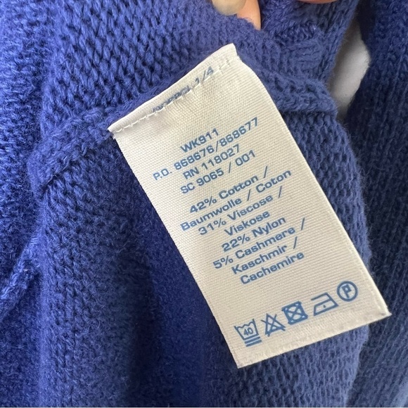 BODEN Mock Turtleneck Blue Waffle cashmere blend Sweater Dress - Picture 8 of 10